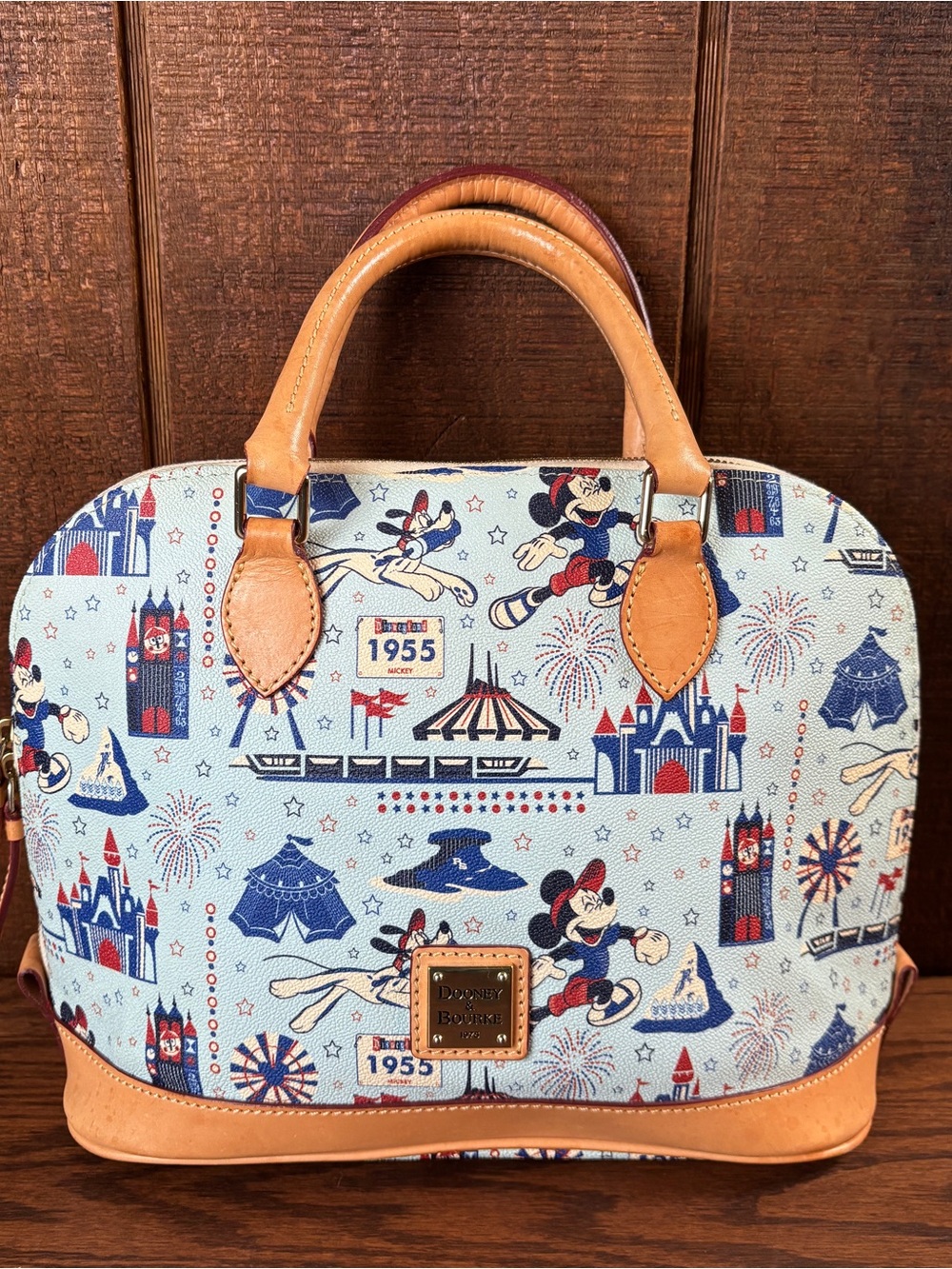 Dooney & Bourke Disney Mickey Mouse 1955 Light Blue Satchel, Disneyland Icons